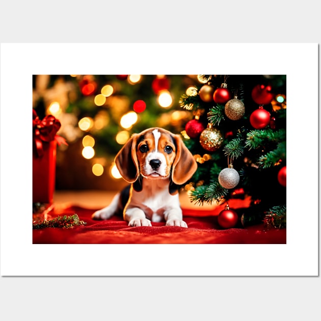 Christmas Beagle Dog Puppy Wall Art by nicecorgi